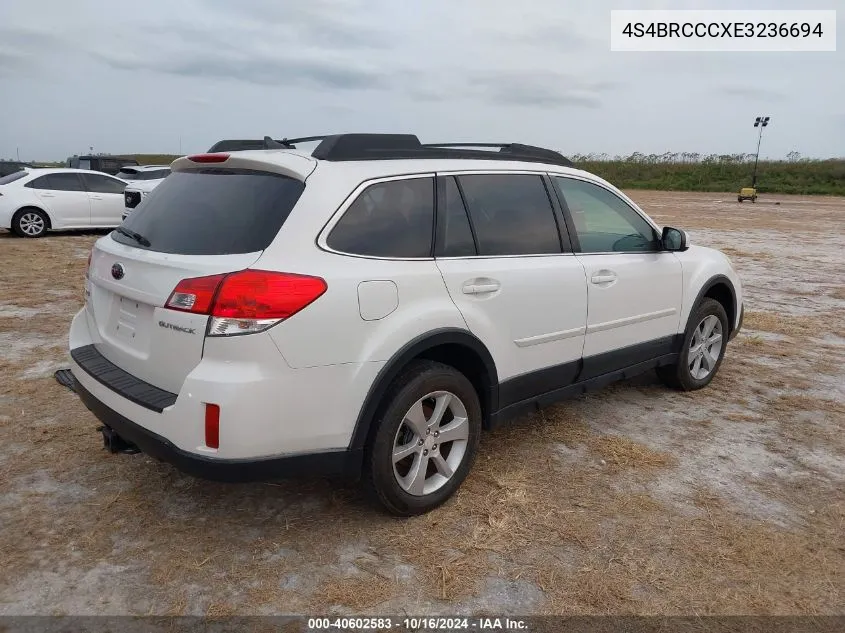 2014 Subaru Outback 2.5I Premium VIN: 4S4BRCCCXE3236694 Lot: 40602583