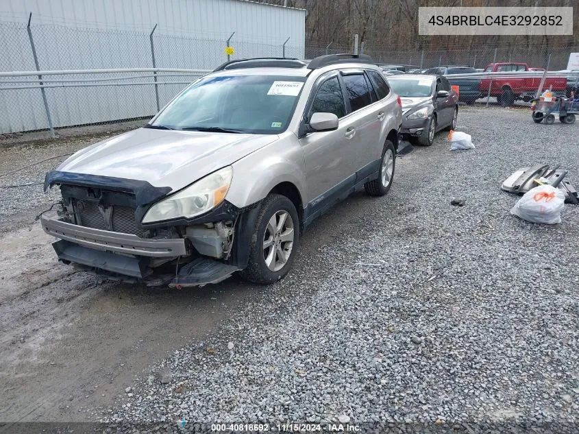 2014 Subaru Outback 2.5I Limited VIN: 4S4BRBLC4E3292852 Lot: 40818692