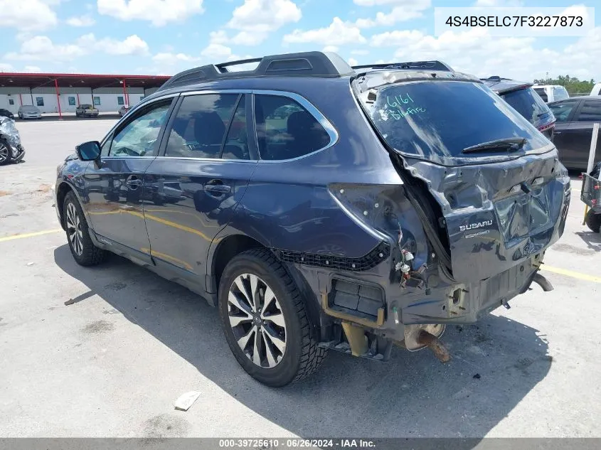 2015 Subaru Outback 3.6R Limited VIN: 4S4BSELC7F3227873 Lot: 39725610