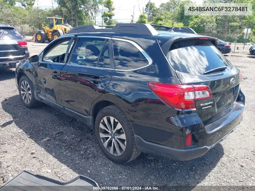 2015 Subaru Outback 2.5I Limited VIN: 4S4BSANC6F3278481 Lot: 39782066