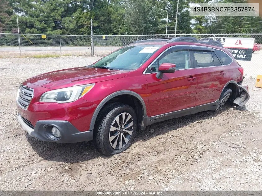 4S4BSBNC7F3357874 2015 Subaru Outback 2.5I Limited