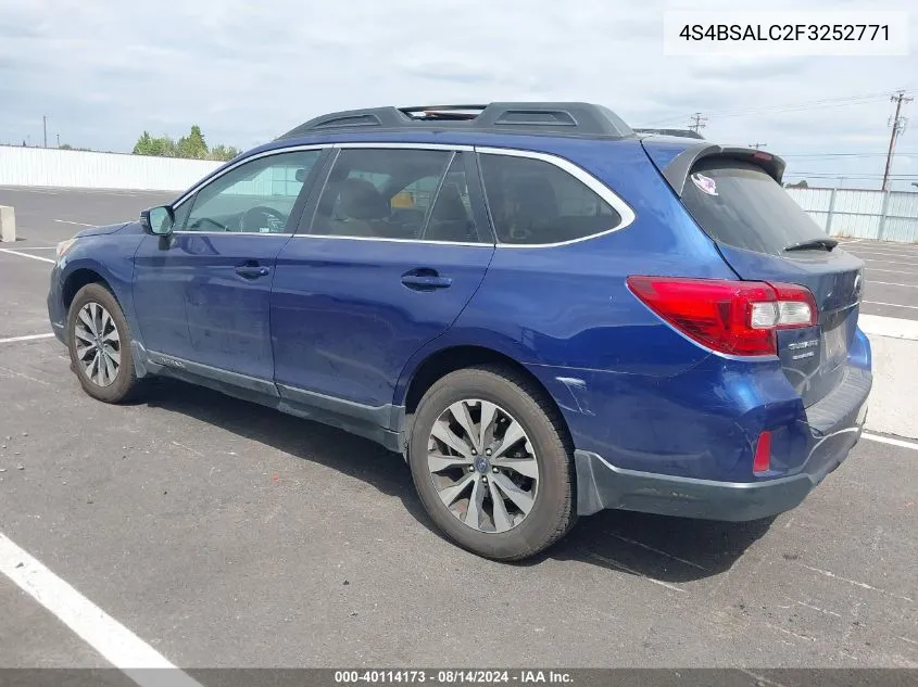 4S4BSALC2F3252771 2015 Subaru Outback 2.5I Limited