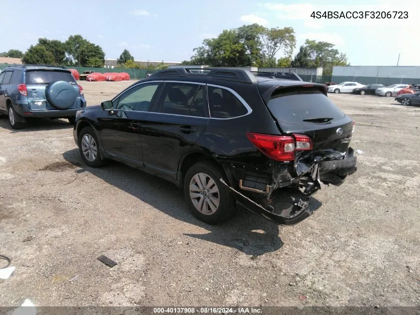 2015 Subaru Outback 2.5I Premium VIN: 4S4BSACC3F3206723 Lot: 40137908