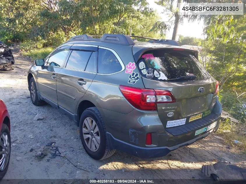 2015 Subaru Outback 2.5I Premium VIN: 4S4BSBFC6F3281305 Lot: 40258183