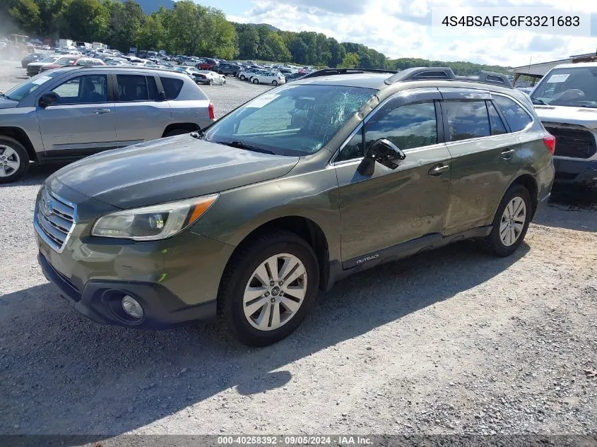 2015 Subaru Outback 2.5I Premium VIN: 4S4BSAFC6F3321683 Lot: 40258392