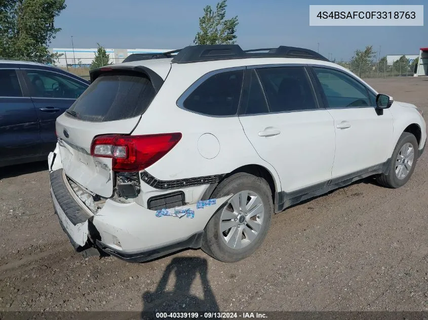 2015 Subaru Outback 2.5I Premium VIN: 4S4BSAFC0F3318763 Lot: 40339199