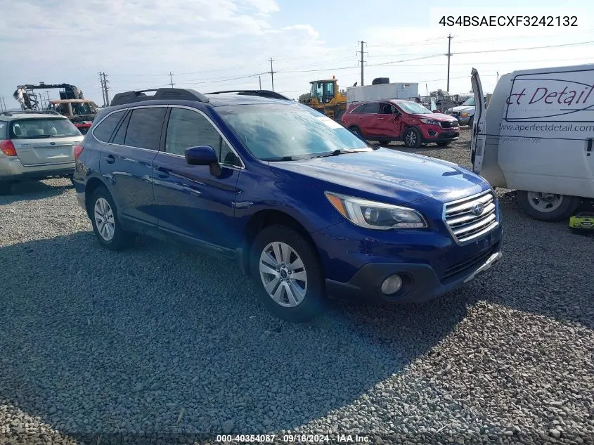 2015 Subaru Outback 2.5I Premium VIN: 4S4BSAECXF3242132 Lot: 40354087