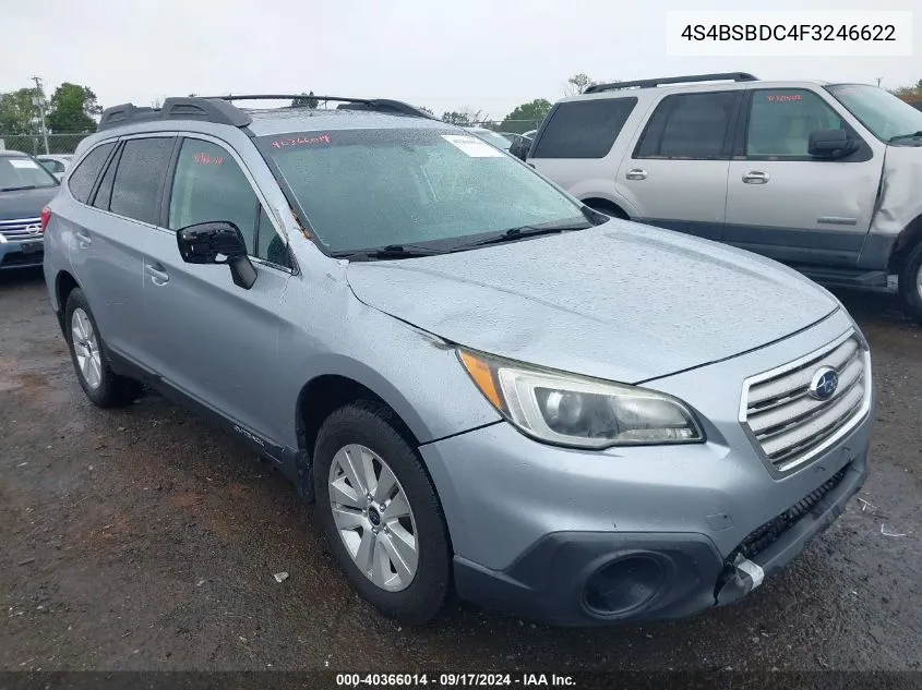 2015 Subaru Outback 2.5I Premium VIN: 4S4BSBDC4F3246622 Lot: 40366014