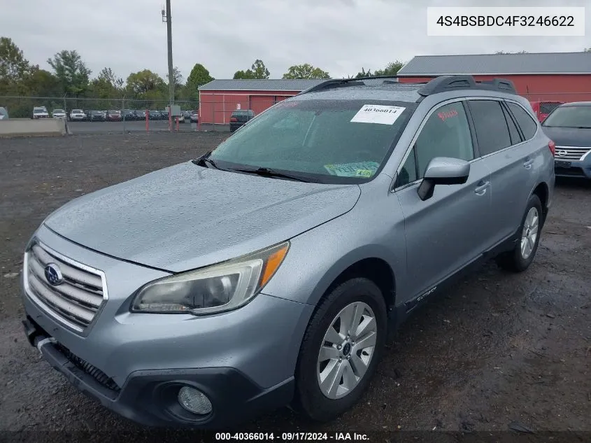 2015 Subaru Outback 2.5I Premium VIN: 4S4BSBDC4F3246622 Lot: 40366014