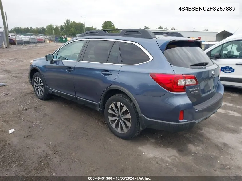 2015 Subaru Outback 2.5I Limited VIN: 4S4BSBNC2F3257889 Lot: 40491300