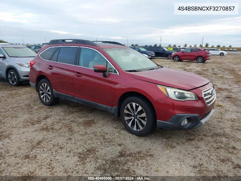 2015 Subaru Outback 2.5I Limited VIN: 4S4BSBNCXF3270857 Lot: 40495006