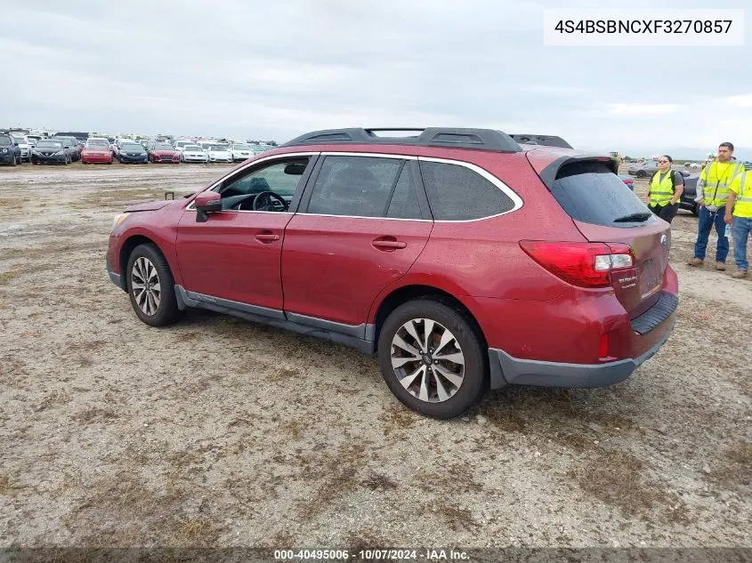 2015 Subaru Outback 2.5I Limited VIN: 4S4BSBNCXF3270857 Lot: 40495006