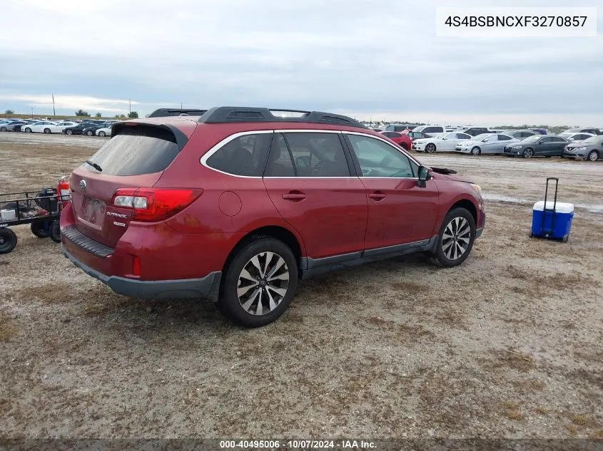 2015 Subaru Outback 2.5I Limited VIN: 4S4BSBNCXF3270857 Lot: 40495006