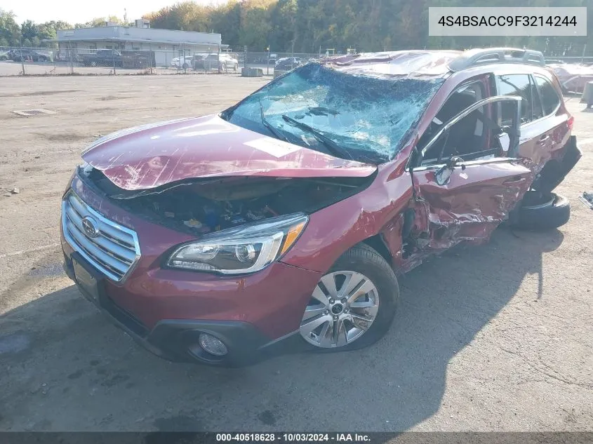 2015 Subaru Outback 2.5I Premium VIN: 4S4BSACC9F3214244 Lot: 40518628