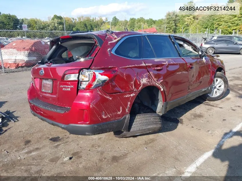 2015 Subaru Outback 2.5I Premium VIN: 4S4BSACC9F3214244 Lot: 40518628