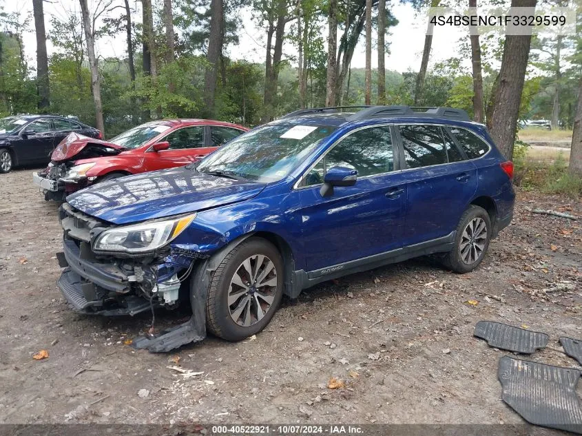 2015 Subaru Outback 3.6R Limited VIN: 4S4BSENC1F3329599 Lot: 40522921