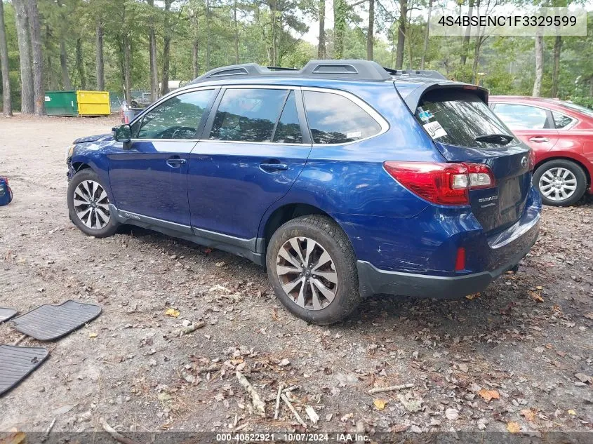 2015 Subaru Outback 3.6R Limited VIN: 4S4BSENC1F3329599 Lot: 40522921