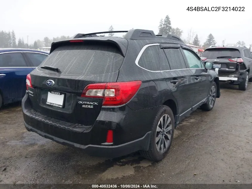 2015 Subaru Outback 2.5I Limited VIN: 4S4BSALC2F3214022 Lot: 40532436