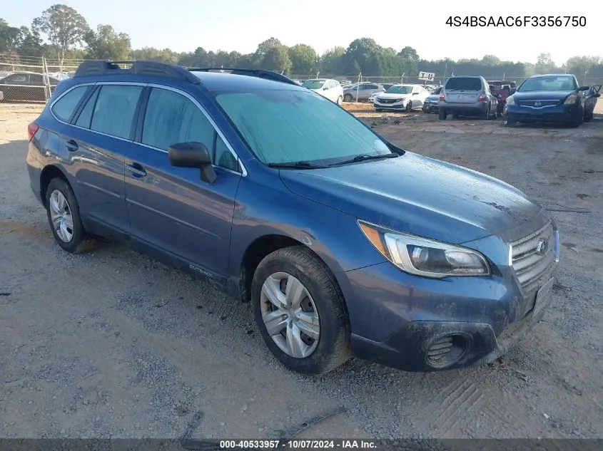 2015 Subaru Outback 2.5I VIN: 4S4BSAAC6F3356750 Lot: 40533957