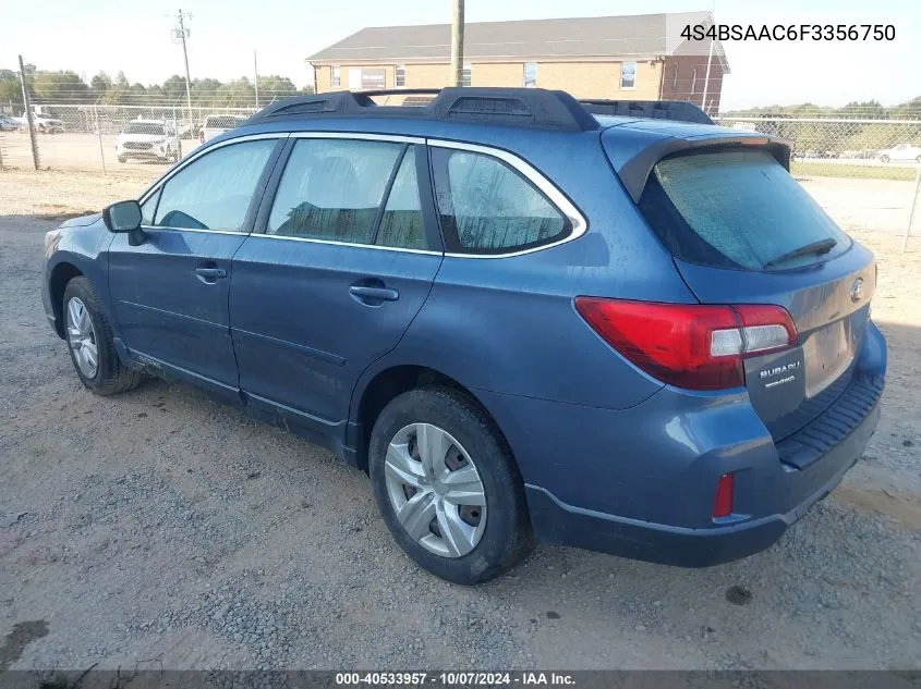 2015 Subaru Outback 2.5I VIN: 4S4BSAAC6F3356750 Lot: 40533957