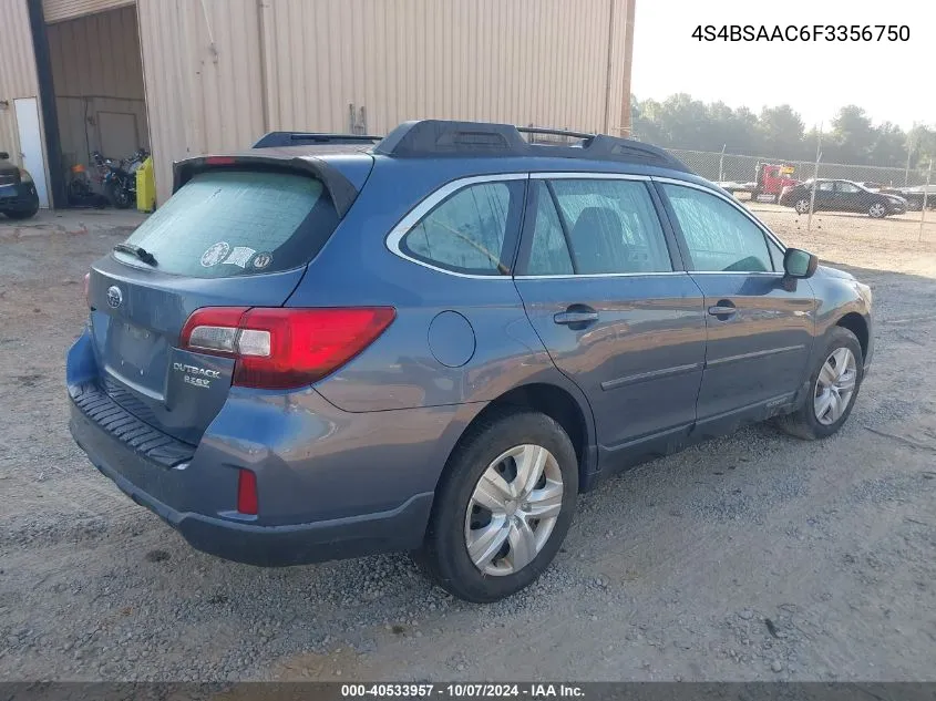 2015 Subaru Outback 2.5I VIN: 4S4BSAAC6F3356750 Lot: 40533957