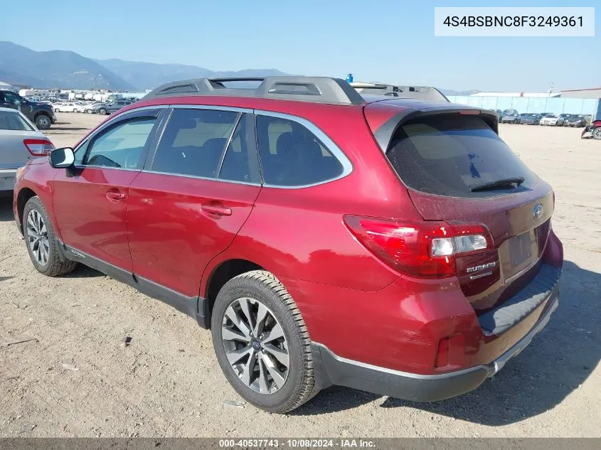 2015 Subaru Outback 2.5I Limited VIN: 4S4BSBNC8F3249361 Lot: 40537743