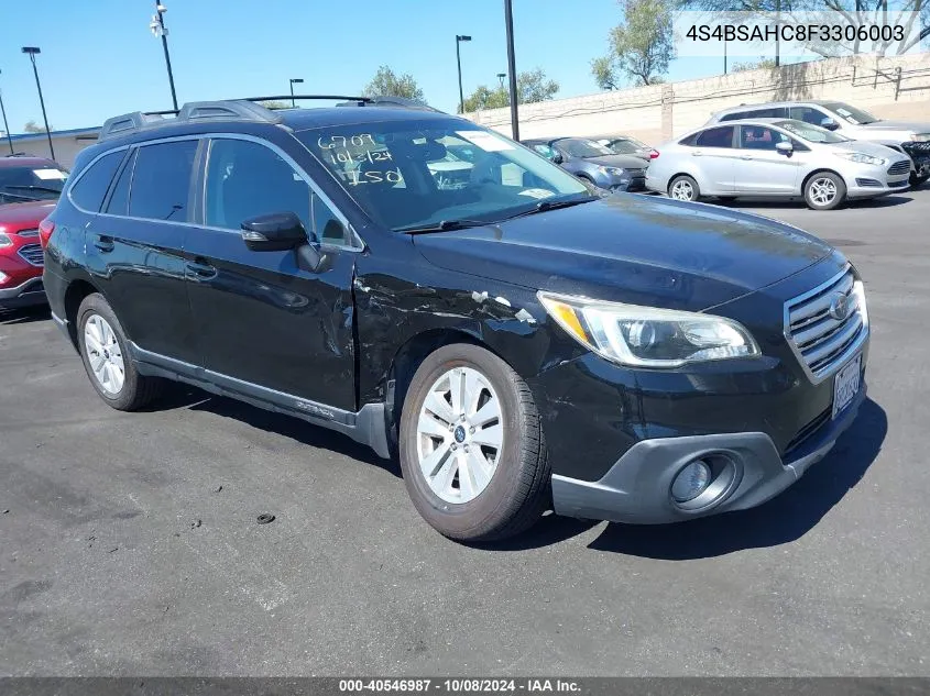 2015 Subaru Outback 2.5I Premium VIN: 4S4BSAHC8F3306003 Lot: 40546987