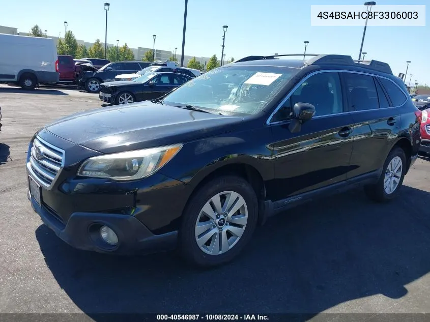 2015 Subaru Outback 2.5I Premium VIN: 4S4BSAHC8F3306003 Lot: 40546987