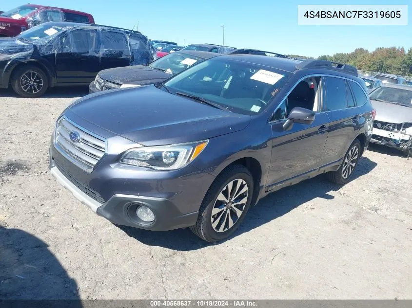 2015 Subaru Outback 2.5I Limited VIN: 4S4BSANC7F3319605 Lot: 40568637