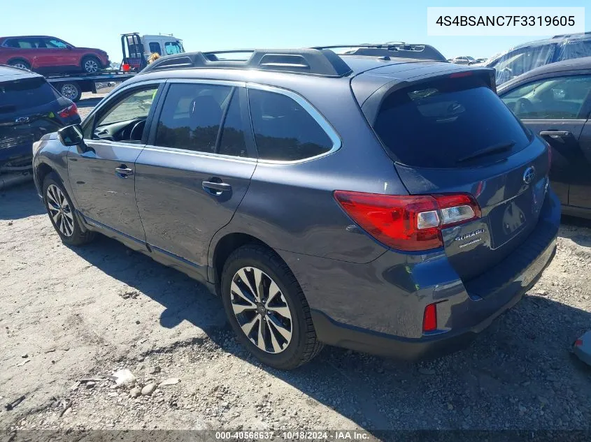 2015 Subaru Outback 2.5I Limited VIN: 4S4BSANC7F3319605 Lot: 40568637