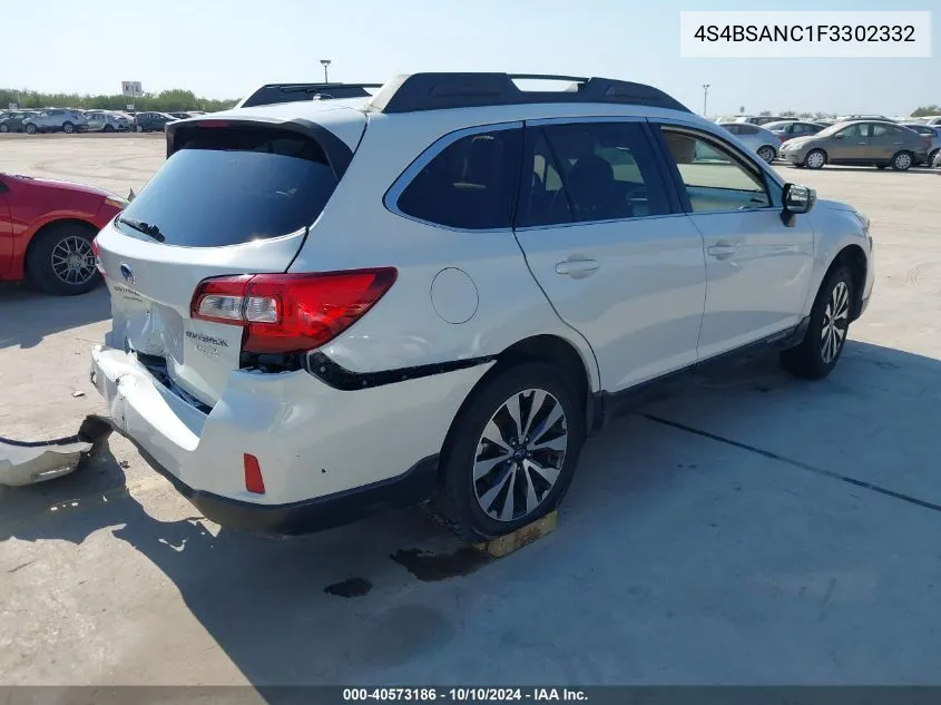 2015 Subaru Outback 2.5I Limited VIN: 4S4BSANC1F3302332 Lot: 40573186