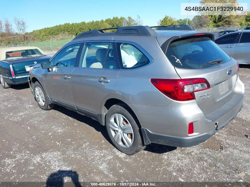 2015 Subaru Outback 2.5I VIN: 4S4BSAAC1F3229940 Lot: 40629076