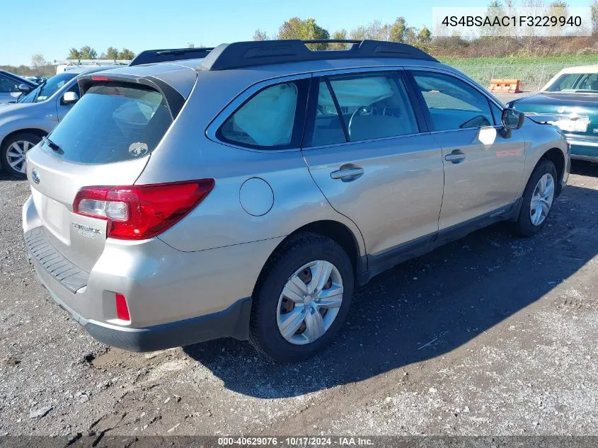 2015 Subaru Outback 2.5I VIN: 4S4BSAAC1F3229940 Lot: 40629076