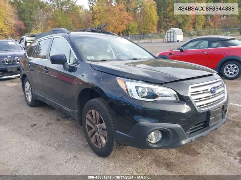 2015 Subaru Outback 2.5I Premium VIN: 4S4BSACC8F3344838 Lot: 40631247