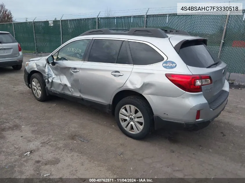 2015 Subaru Outback 2.5I Premium VIN: 4S4BSAHC7F3330518 Lot: 40762571