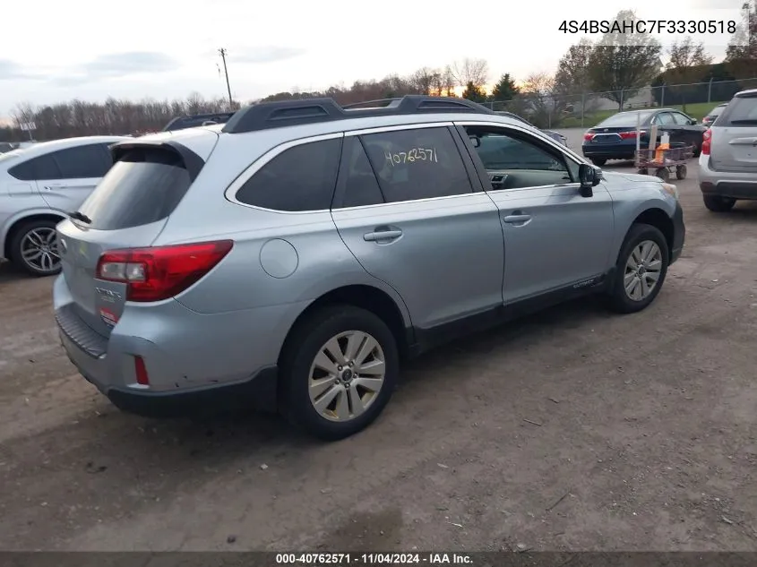 2015 Subaru Outback 2.5I Premium VIN: 4S4BSAHC7F3330518 Lot: 40762571