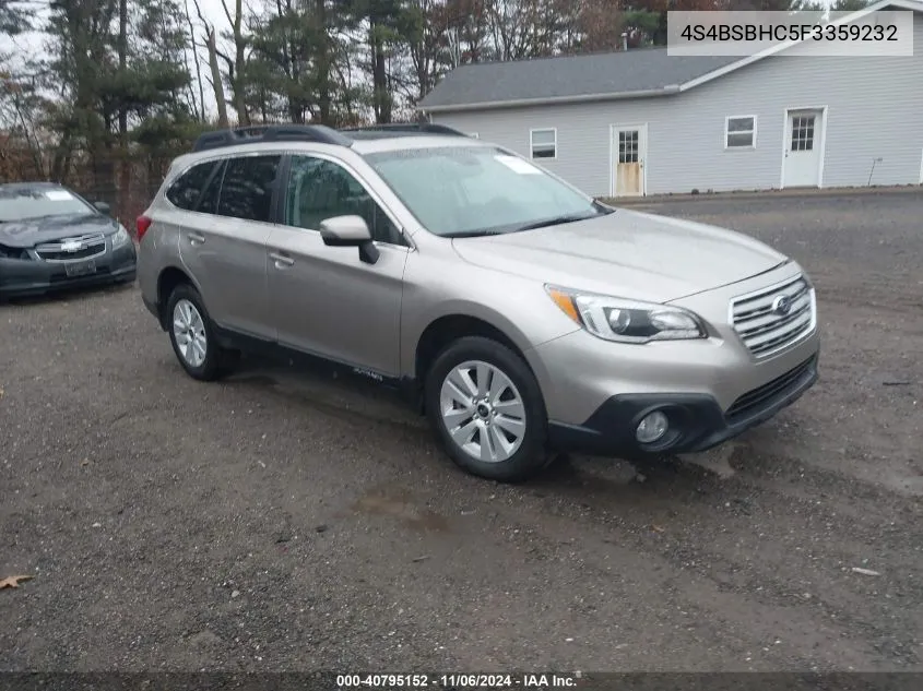 2015 Subaru Outback 2.5I Premium VIN: 4S4BSBHC5F3359232 Lot: 40795152