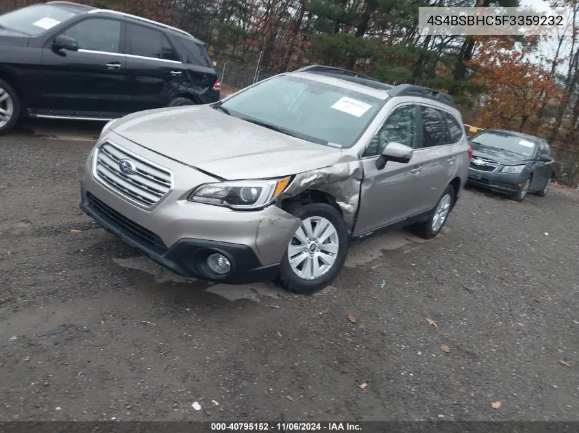 2015 Subaru Outback 2.5I Premium VIN: 4S4BSBHC5F3359232 Lot: 40795152