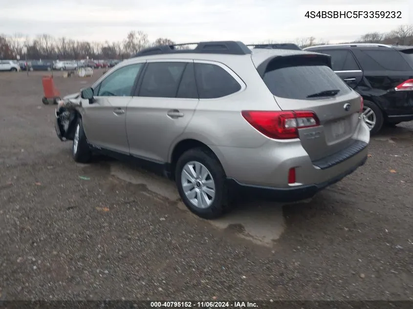 2015 Subaru Outback 2.5I Premium VIN: 4S4BSBHC5F3359232 Lot: 40795152