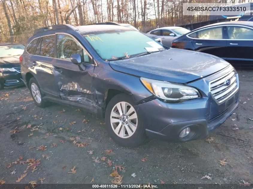 2015 Subaru Outback 2.5I Premium VIN: 4S4BSACC7F3333510 Lot: 40811520