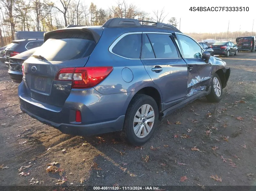 2015 Subaru Outback 2.5I Premium VIN: 4S4BSACC7F3333510 Lot: 40811520