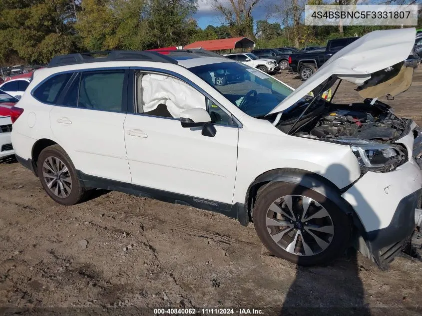 2015 Subaru Outback 2.5I Limited VIN: 4S4BSBNC5F3331807 Lot: 40840062