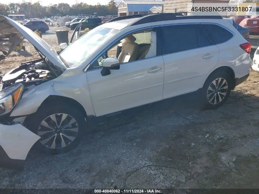 2015 Subaru Outback 2.5I Limited VIN: 4S4BSBNC5F3331807 Lot: 40840062