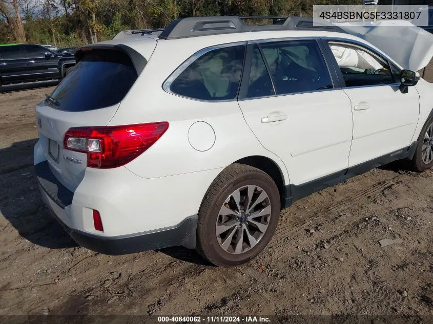 2015 Subaru Outback 2.5I Limited VIN: 4S4BSBNC5F3331807 Lot: 40840062