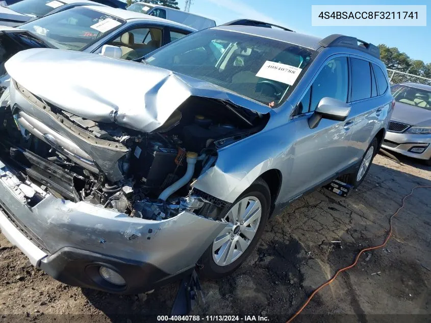 4S4BSACC8F3211741 2015 Subaru Outback 2.5I Premium