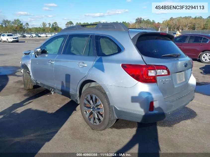 2015 Subaru Outback 3.6R Limited VIN: 4S4BSENC3F3294113 Lot: 40860355