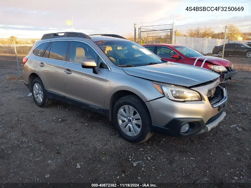 2015 Subaru Outback 2.5I Premium VIN: 4S4BSBCC4F3250669 Lot: 40872382