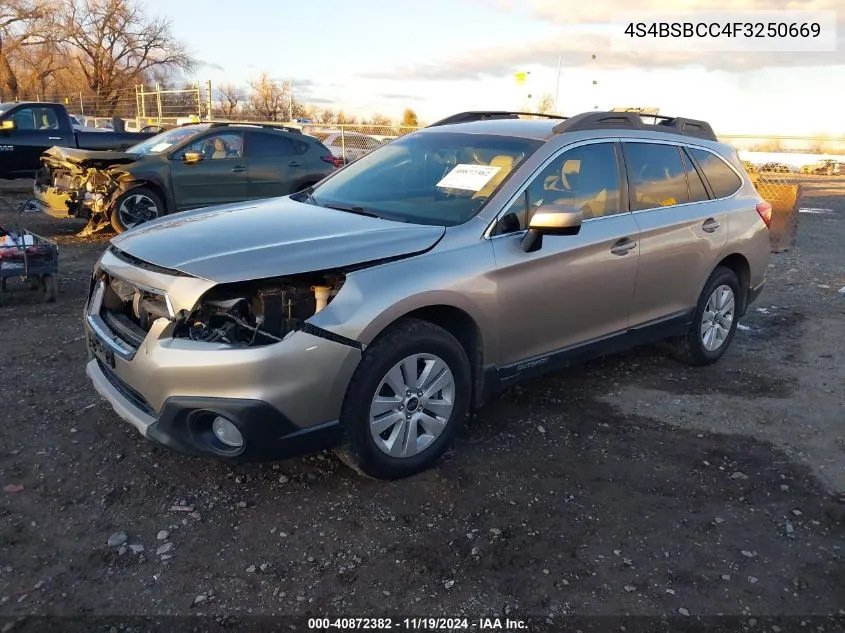 2015 Subaru Outback 2.5I Premium VIN: 4S4BSBCC4F3250669 Lot: 40872382