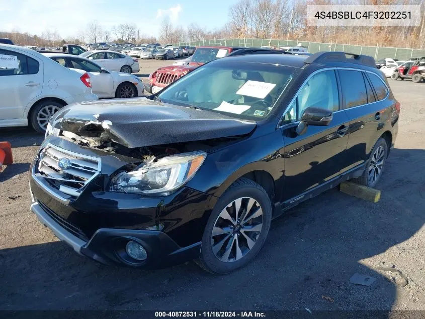 2015 Subaru Outback 2.5I Limited VIN: 4S4BSBLC4F3202251 Lot: 40872531