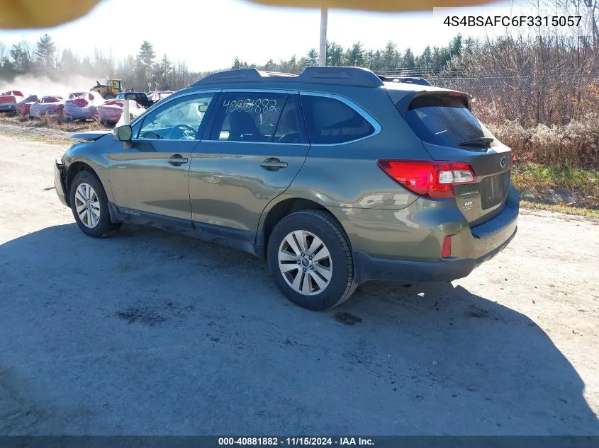 2015 Subaru Outback 2.5I Premium VIN: 4S4BSAFC6F3315057 Lot: 40881882